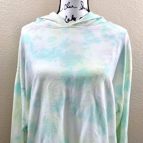 Danskin green hoodie women tie dye long sleeve hoodie sweater size L boho gym - Picture 9 of 12